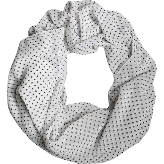 Dolce & Gabbana White Polka Dots Polyester Wrap Shawl Scarf Dolce & Gabbana Gray