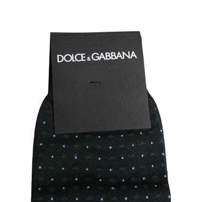 Dolce & Gabbana Black Polka Dots Cotton Mid Calf Socks