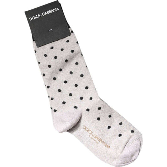 Dolce & Gabbana Gray Viscose Stretch Dotted Socks Dolce & Gabbana Light Gray