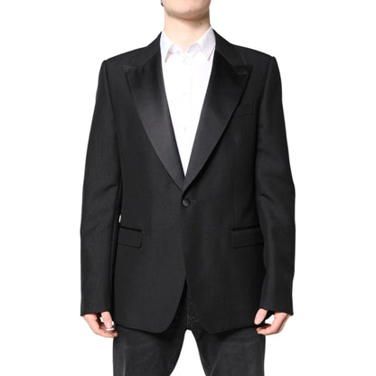 Dolce & Gabbana Black Wool Single Breasted Coat Blazer