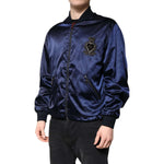 Dolce & Gabbana Blue Nylon DG Crown Full Zip Bomber Jacket JKT4136-48