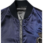 Dolce & Gabbana Blue Nylon DG Crown Full Zip Bomber Jacket JKT4136-48
