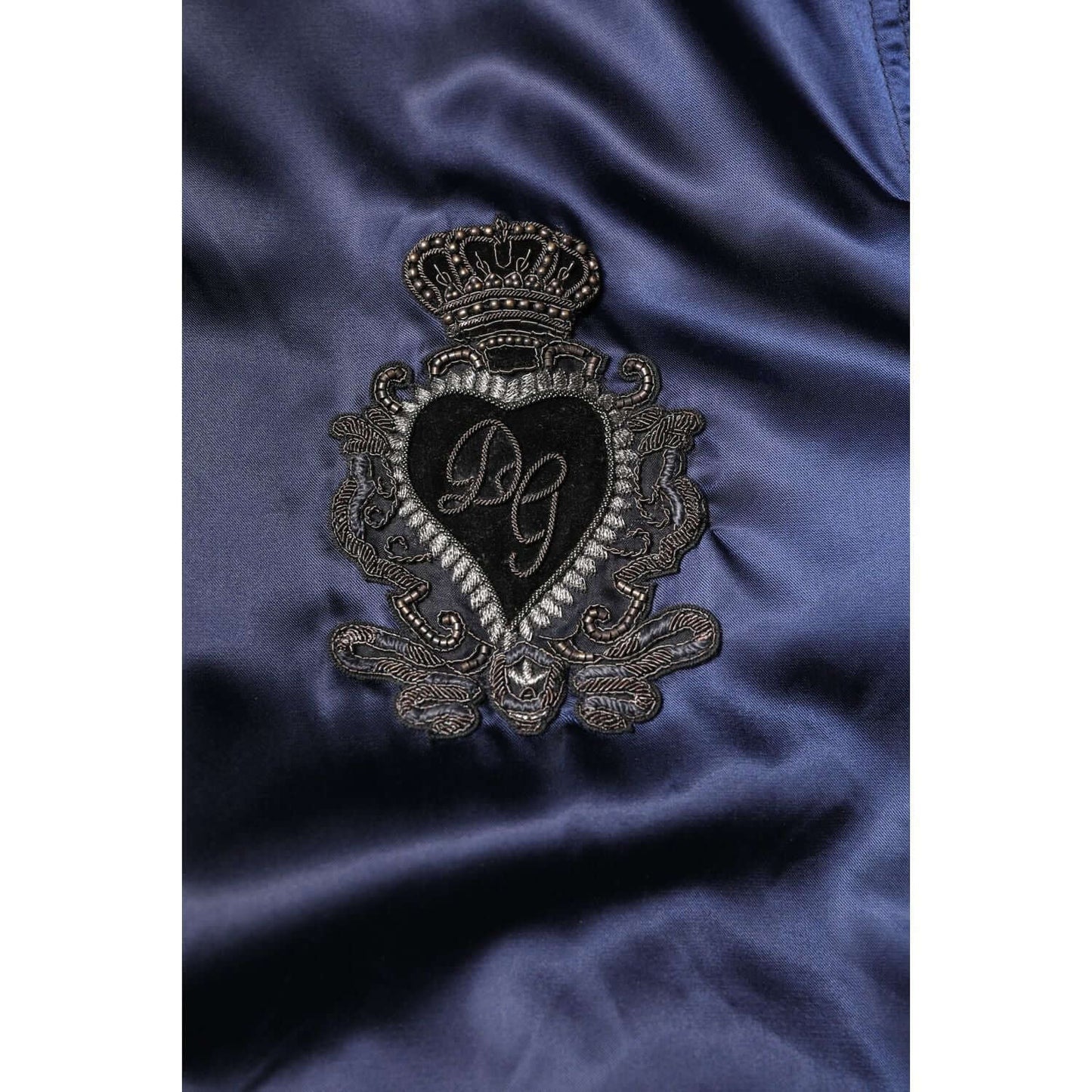 Dolce & Gabbana Blue Nylon DG Crown Full Zip Bomber Jacket JKT4136-48