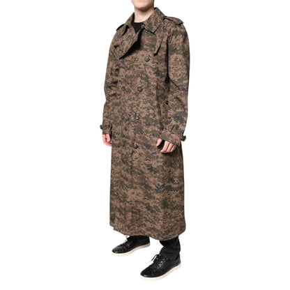 Dolce & Gabbana Multicolor Camouflage Double Breasted Coat Jacket
