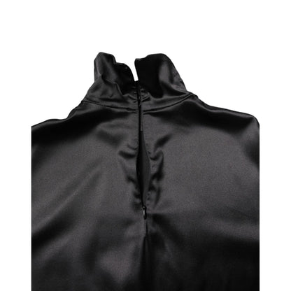 Dolce & Gabbana Black Silk Turtleneck Men Pullover Sweater