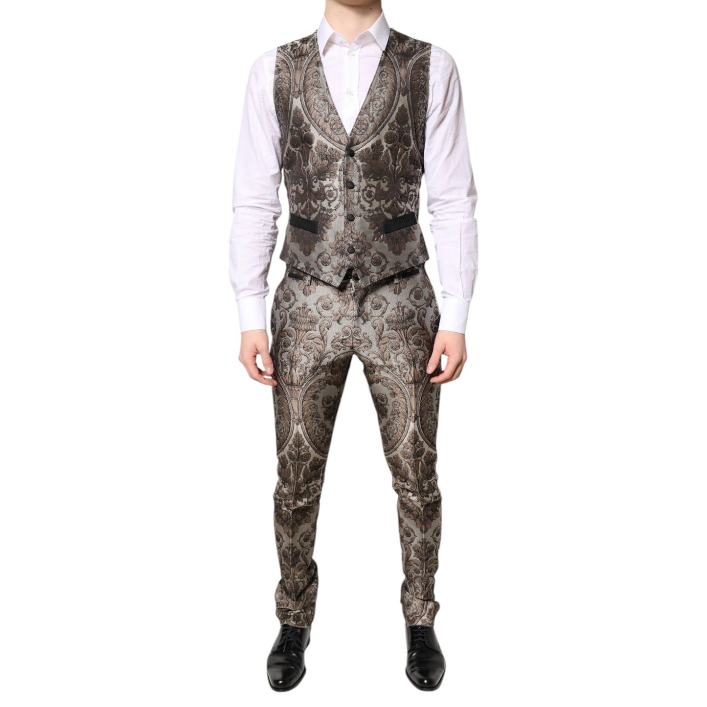 Dolce & Gabbana Multicolor Jacquard Single Breasted 3 Piece Suit