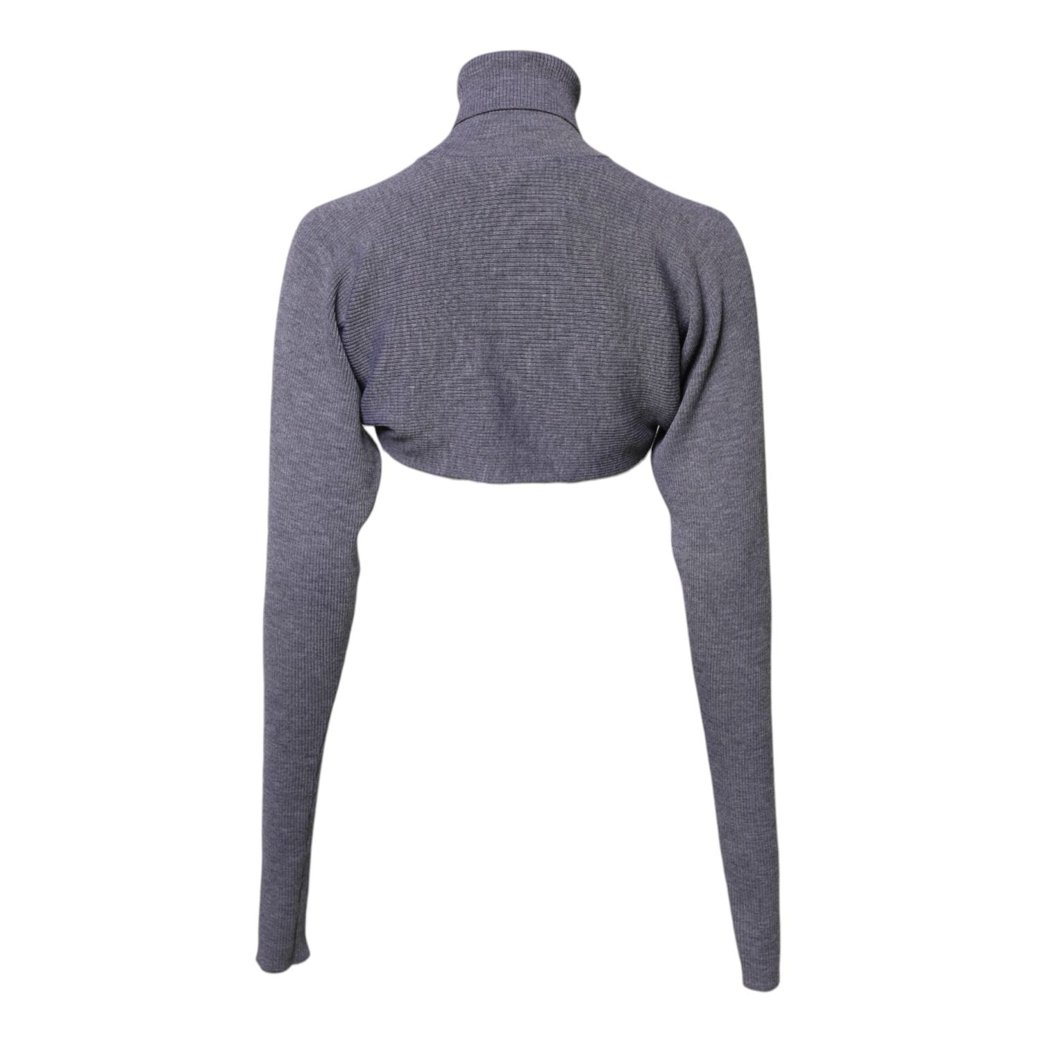 Dolce & Gabbana Gray Wool Knit Turtleneck Cropped Top Sweater
