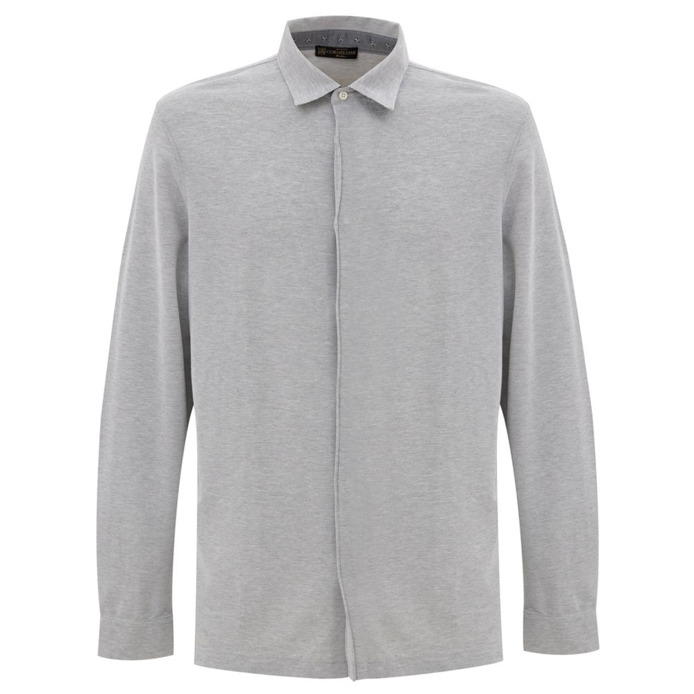 Corneliani Gray Cotton Dress Shirt