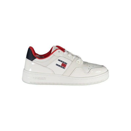 Tommy Hilfiger White Leather Women Sneaker Tommy Hilfiger Light Gray