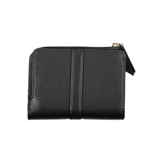Sleek black Tommy Hilfiger zip wallet with coin purse, featuring compartments for cards and essentials. Made from recycled polyester.