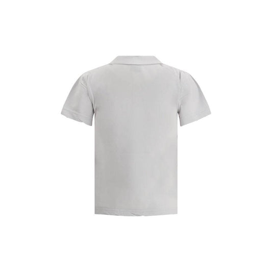 Back view of a Balenciaga Logoed Polo Shirt showcasing a classic collar and short sleeves, featuring a modern worn-effect vintage style.