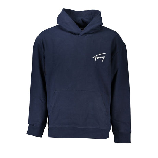 Tommy Hilfiger Eco-Conscious Blue Hooded Sweatshirt with embroidery, pocket, made from 50% recycled cotton and featuring the logo.