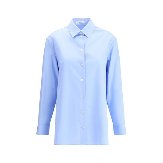 The Row Sisilia Cotton Shirt with classic collar and button closure, emphasizing timeless and minimal elegance.
