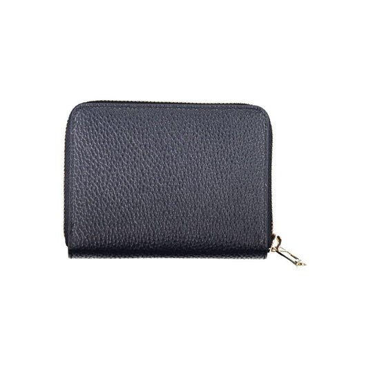 Tommy Hilfiger Blue Polyethylene Women's Wallet with zip closure and logo, featuring five compartments and card slots.