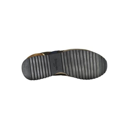 Blauer green polyester sneaker sole showing tread pattern with logo, sports footwear with laces and contrast details