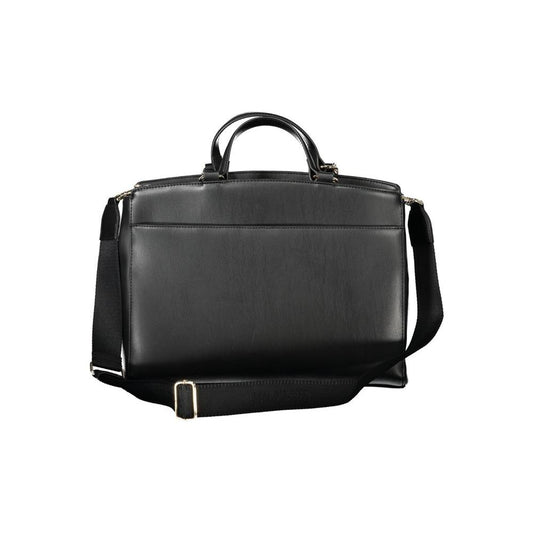 Tommy Hilfiger black polyethylene women's handbag with handles and adjustable shoulder strap