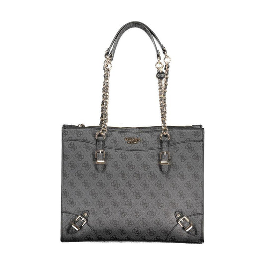 Guess Jeans black polyethylene women handbag with chain handles and external pockets