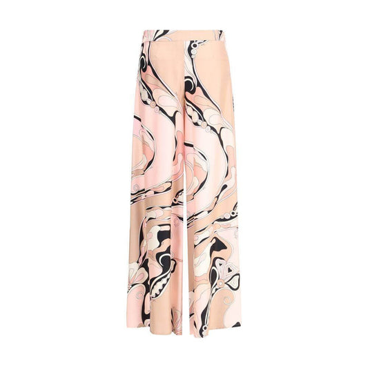 Emilio Pucci Orchid print silk pants with wide leg design and vibrant pattern, ideal for a stylish and comfortable summer look.