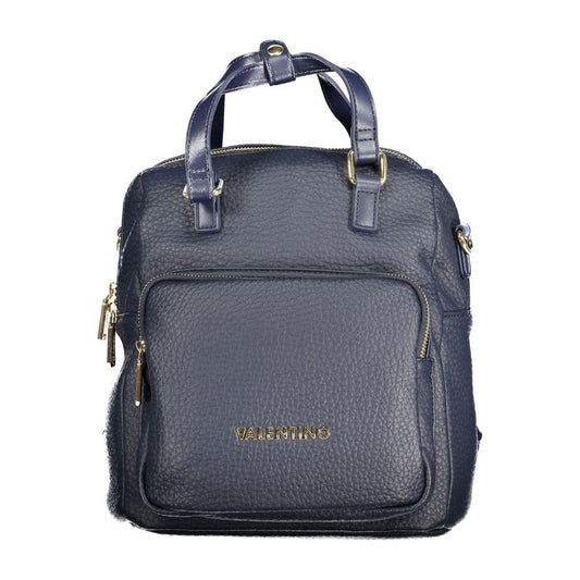 Valentino Bags blue polyethylene women's backpack with versatile handbag straps and chic design for style-conscious individuals.