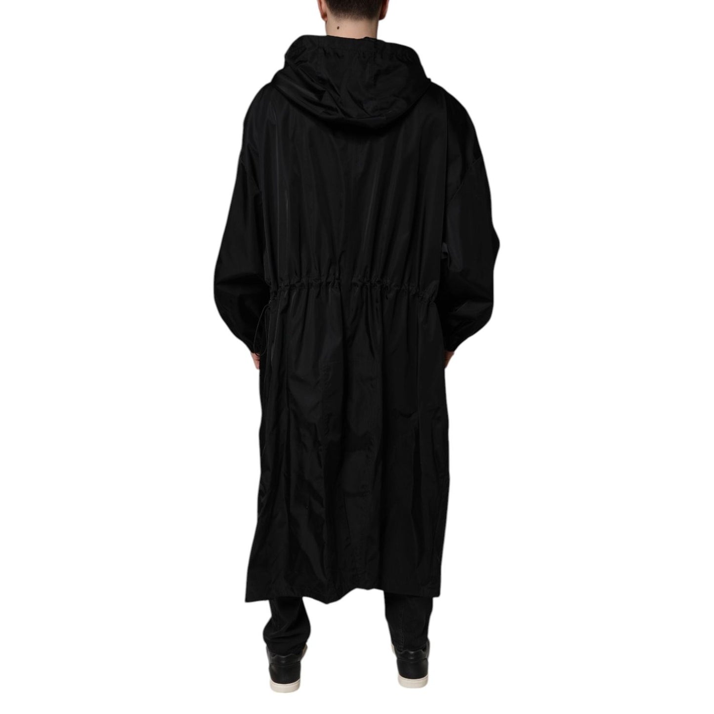 Dolce & Gabbana Black Hooded Long Men Windbreaker Jacket JKT41424-58