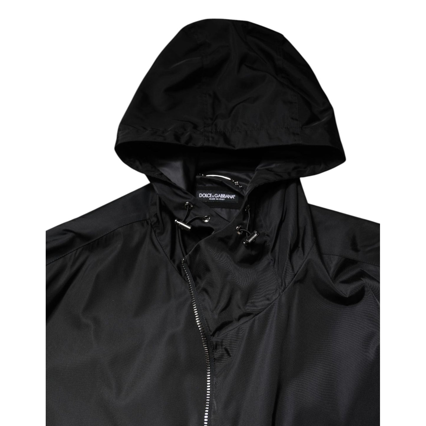 Dolce & Gabbana Black Hooded Long Men Windbreaker Jacket JKT41424-58