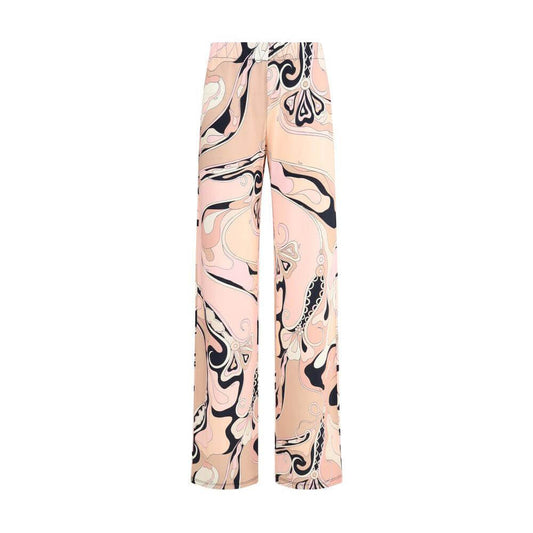 Emilio Pucci Orchid print pants with vibrant design, straight cut, mid-rise waist, elastic waistband for comfortable fit