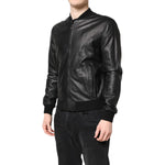 Dolce & Gabbana Black Lambskin Leather Full Zip Biker Jacket JKT41435-48