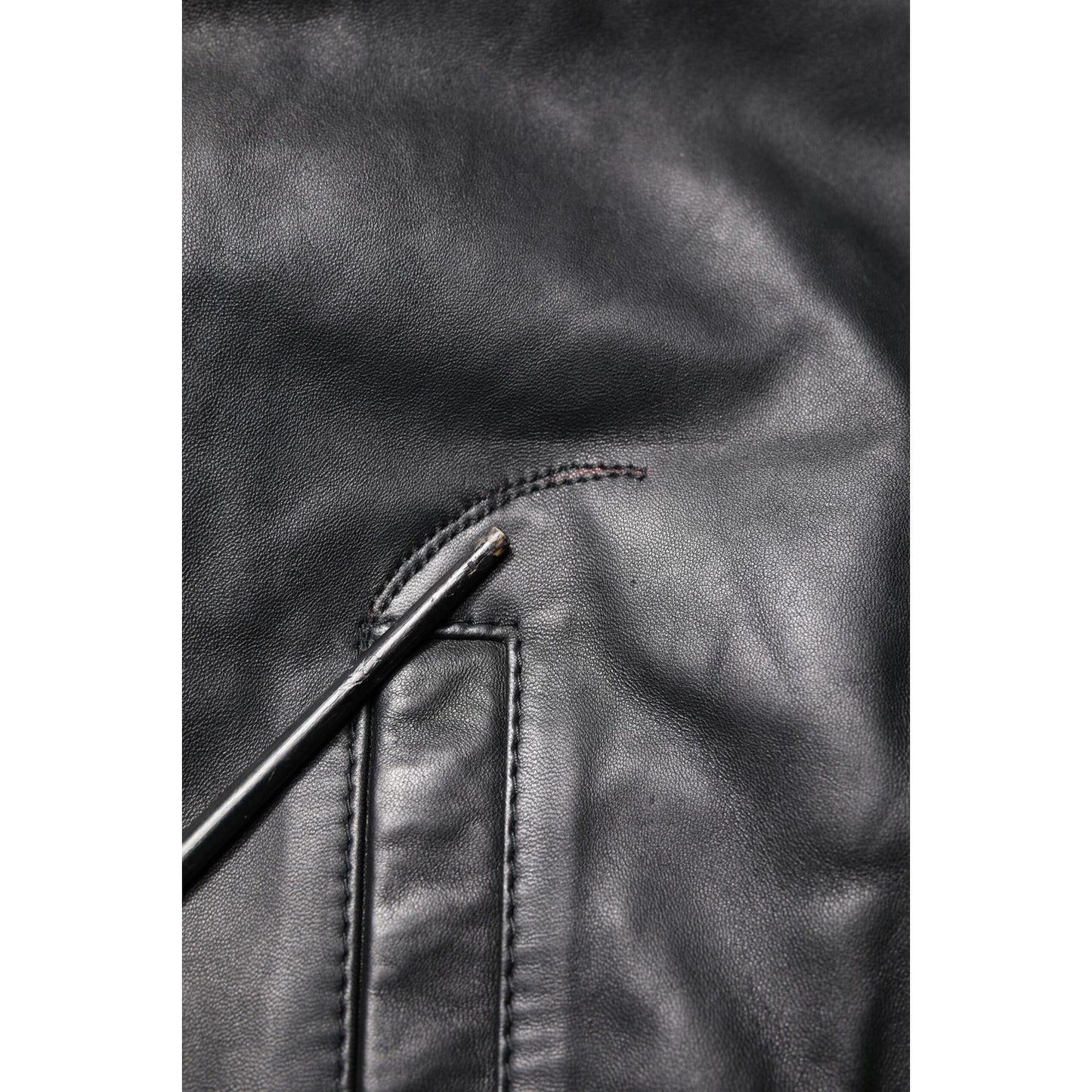 Dolce & Gabbana Black Lambskin Leather Full Zip Biker Jacket JKT41435-48