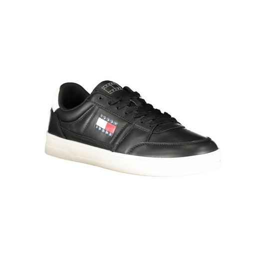 Tommy Hilfiger Black Leather Men Sneaker TO-36744-EU40/US7