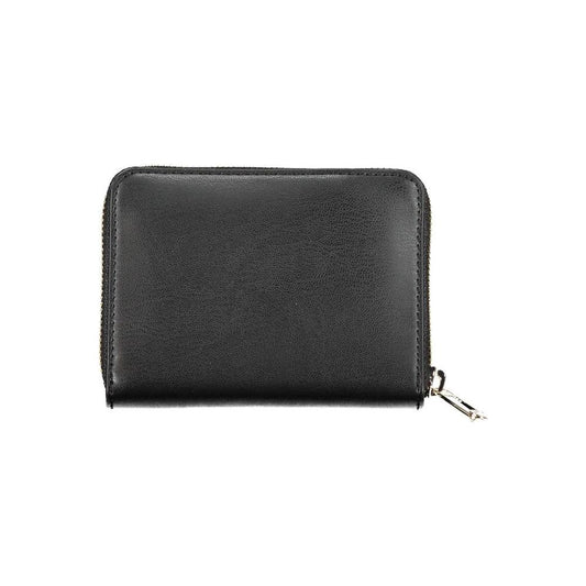 Tommy Hilfiger black polyethylene women's wallet with zip closure, perfect for modern lifestyle and organization.