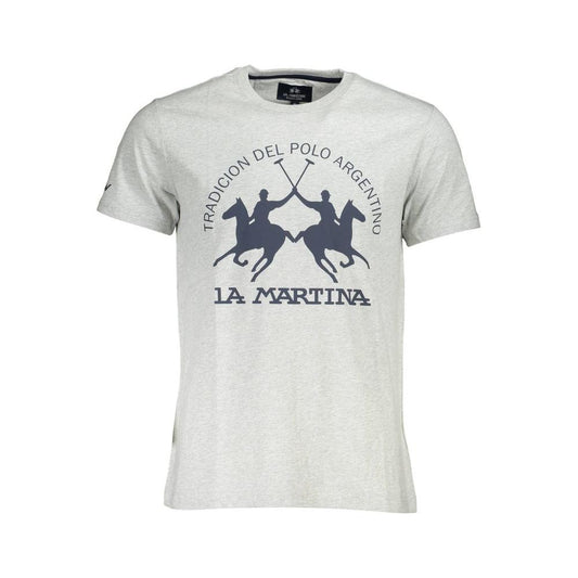 La Martina Gray Cotton Men T-Shirt La Martina Light Gray