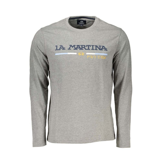 La Martina Gray Cotton Men T-Shirt La Martina Dark Gray