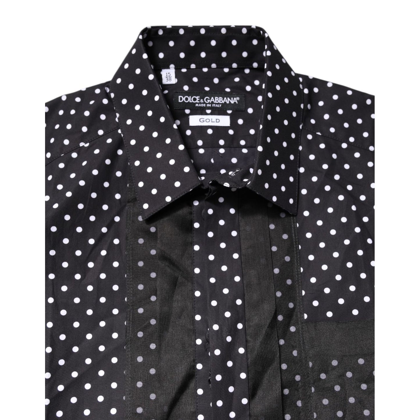 Dolce & Gabbana Black Polka Dot Long Sleeves Gold Formal Shirt