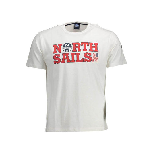 North Sails White Cotton Men T-Shirt North Sails Light Gray