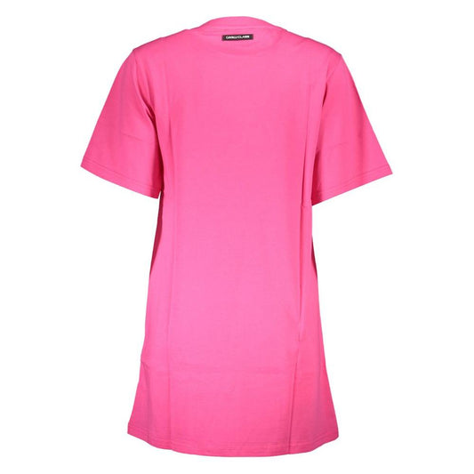 Cavalli Class Pink Cotton Women Dress Cavalli Class Hot Pink