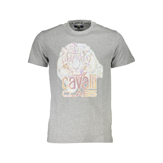 Cavalli Class Gray Cotton Men T-Shirt Cavalli Class Gray