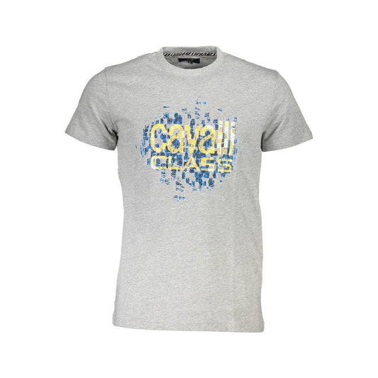 Cavalli Class Gray Cotton Men T-Shirt Cavalli Class Gray