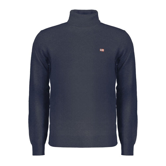 Norway 1963 Blue Polyamide Men Sweater turtleneck with luxury logo embroidery, perfect for combining elegance and comfort.