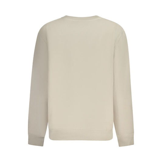 Back view of Calvin Klein beige cotton women's sweater, showcasing its simple design and comfortable fit.