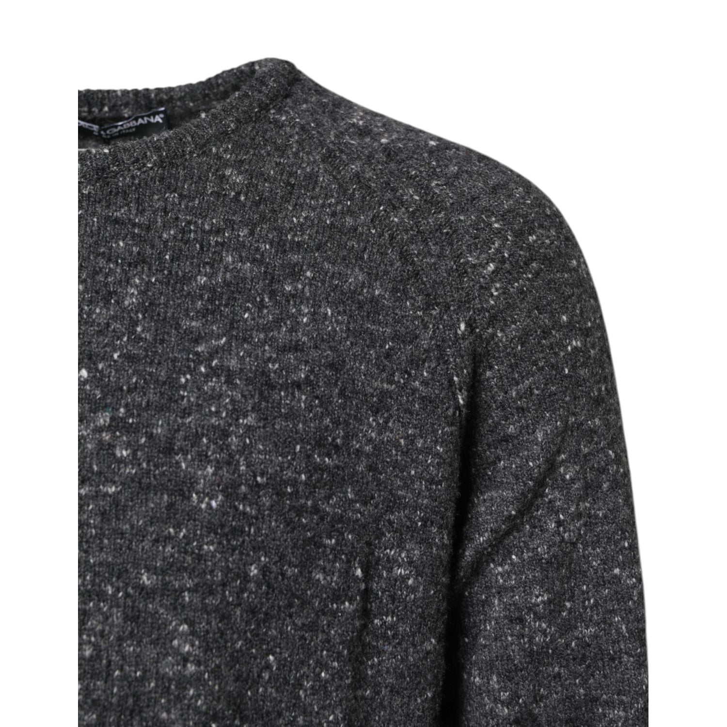 Dolce & Gabbana Gray Wool Knitted Round Neck Pullover Sweater