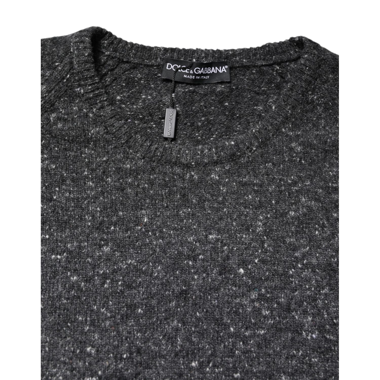 Dolce & Gabbana Gray Wool Knitted Round Neck Pullover Sweater