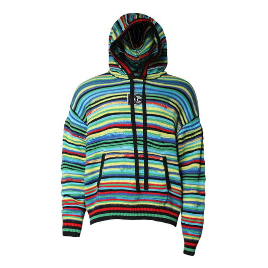 Dolce & Gabbana Multicolor Cotton Hooded Pullover Sweater