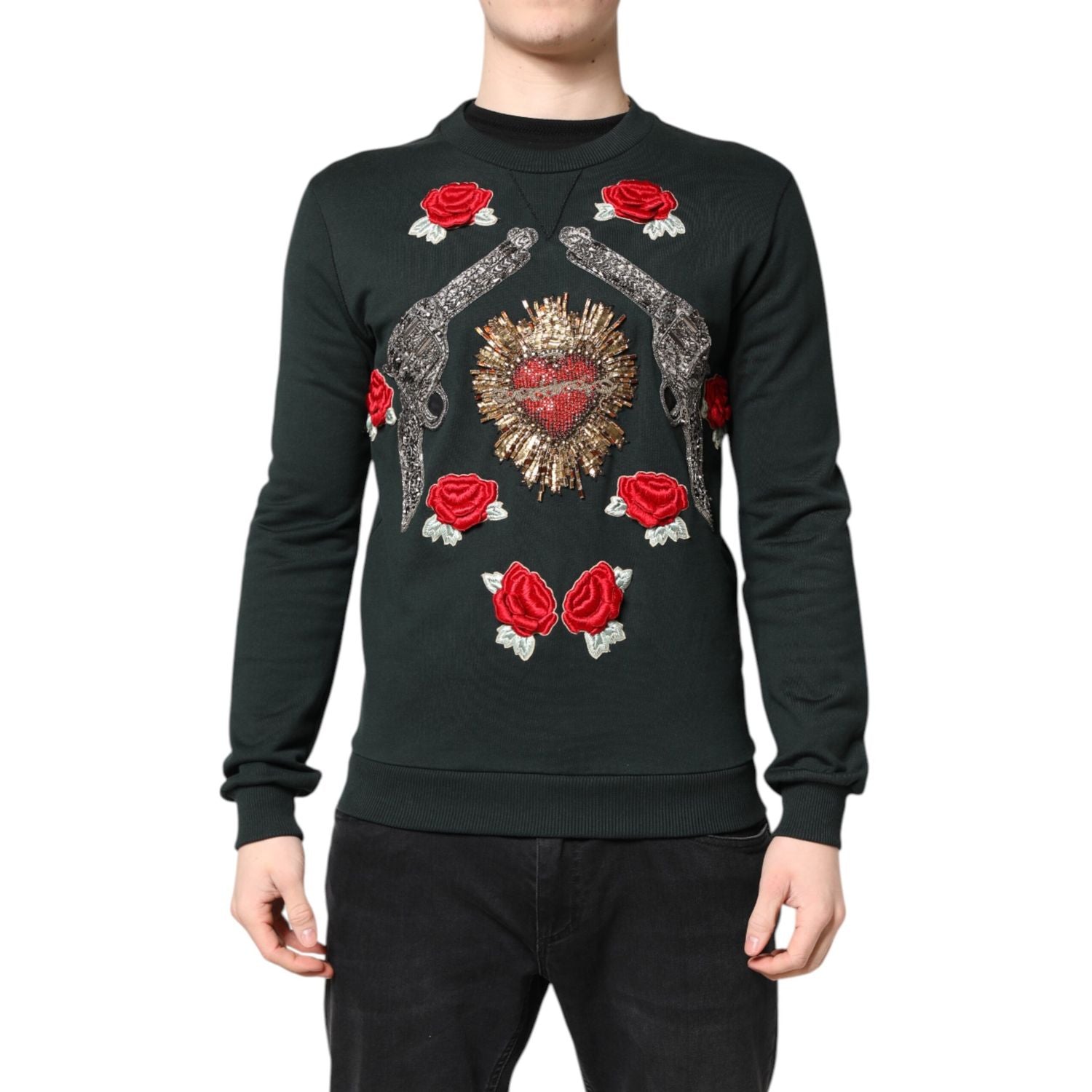 Dolce & Gabbana Black Sequined Embellished Pullover Sweater