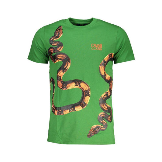 Cavalli Class Green Cotton T-Shirt Cavalli Class Sea Green