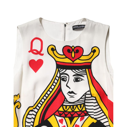 Dolce & Gabbana White Queen Of Hearts Sleeveless Maxi Dress