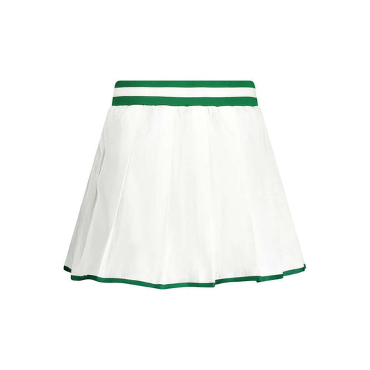 Guess Jeans white skirt with green elastic waist and trim, women's polyester, fashion-forward design with bold style and iconic logo.