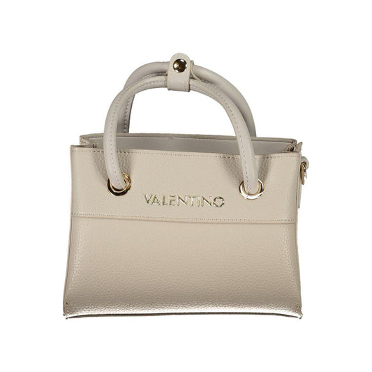 Valentino Bags gray polyethylene women's handbag with dual handles and adjustable strap.