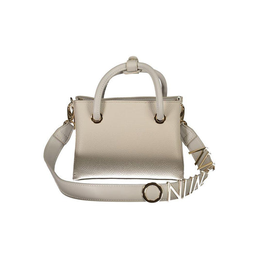 Valentino Bags gray polyethylene women's handbag with dual handles, removable shoulder strap, and adjustable strap for versatile use.
