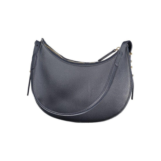 Tommy Hilfiger blue polyethylene women's handbag with adjustable shoulder strap and prominent logo, featuring a sleek zip closure.