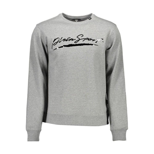 Plein Sport Gray Cotton Men Sweater